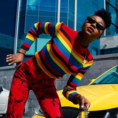 Colorful Jumper with Horizontal Stripes