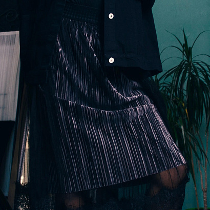 Black Suede Pleated Skirt